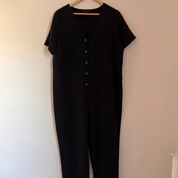 Hatch The Noelle Black Coverall Jumpsuit | size 2 - Picture 6 of 14